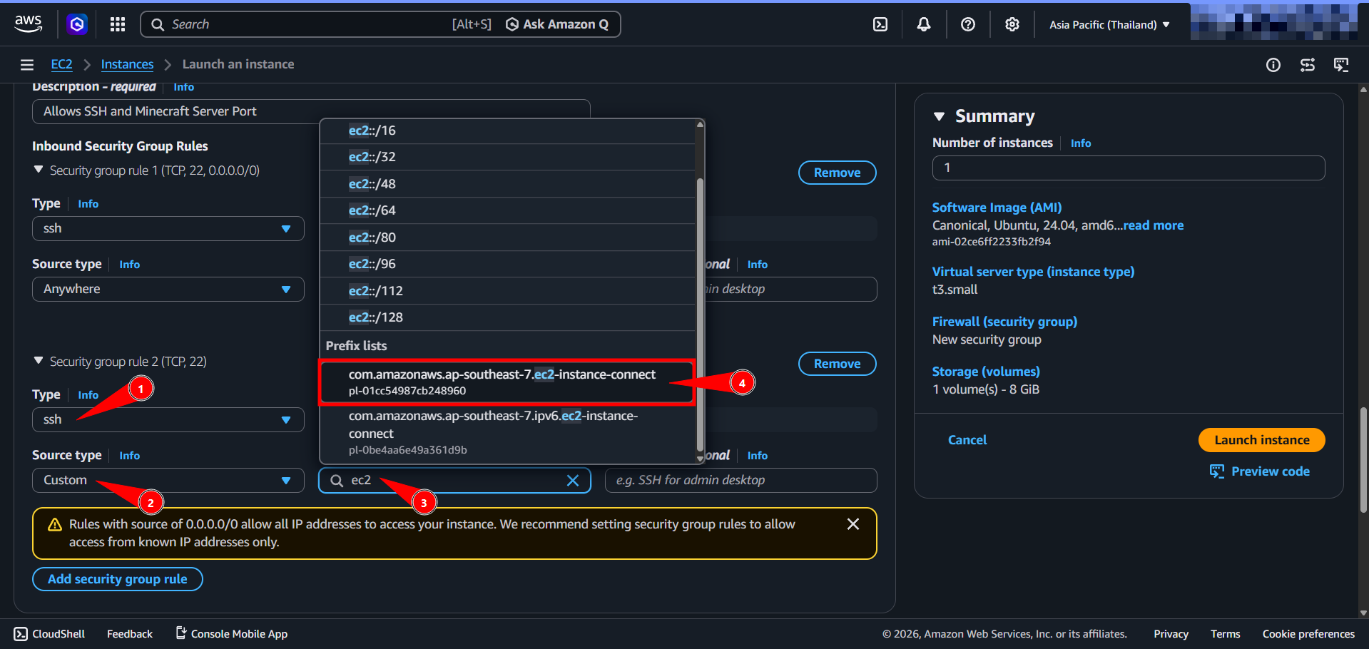 Adding EC2 Instance Connect rule