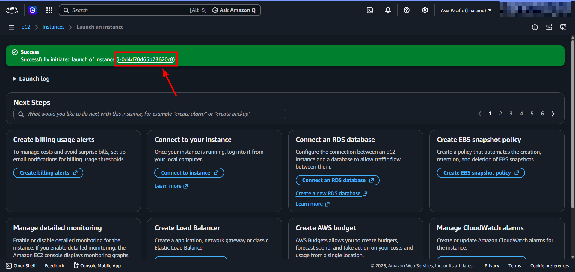Instance created successfully