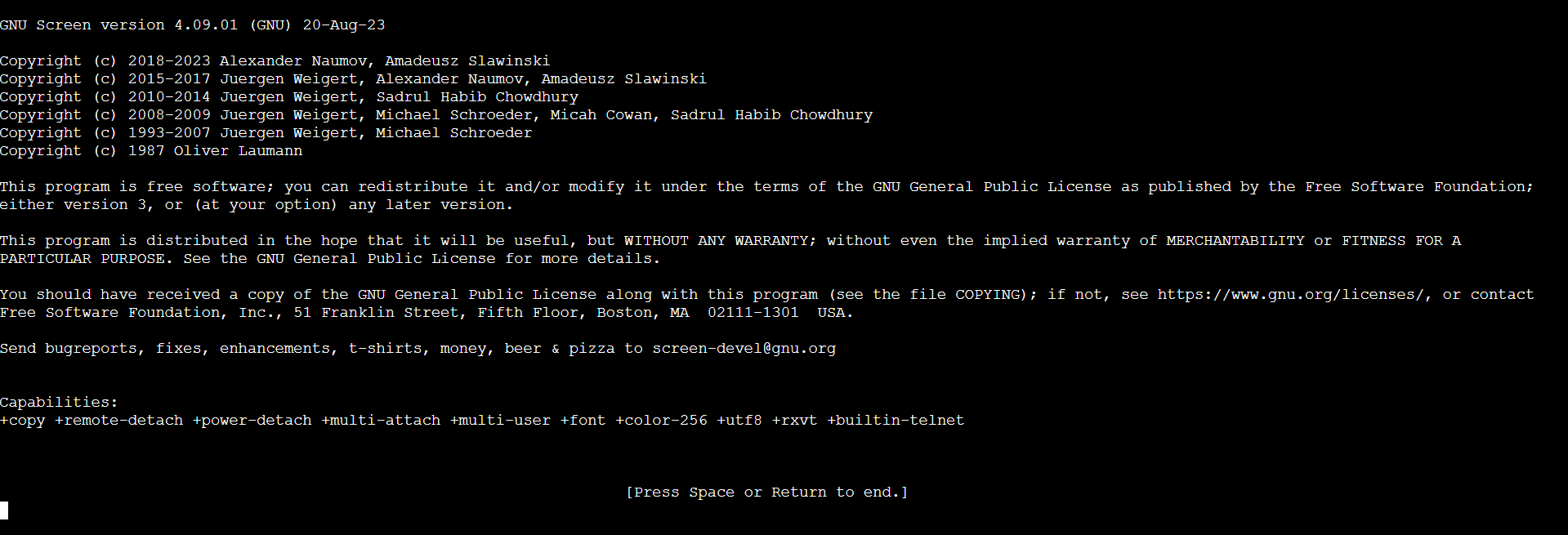 Started Screen session