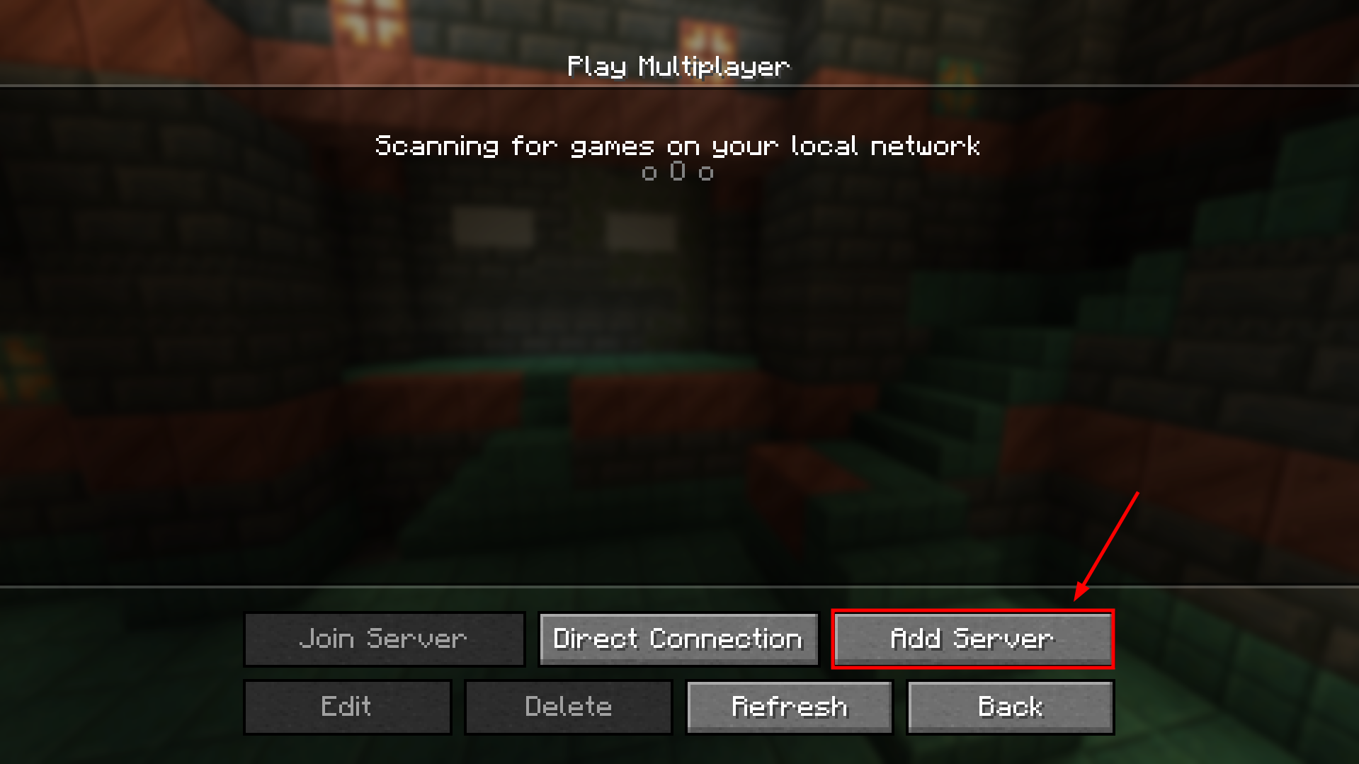 Add server button in Minecraft