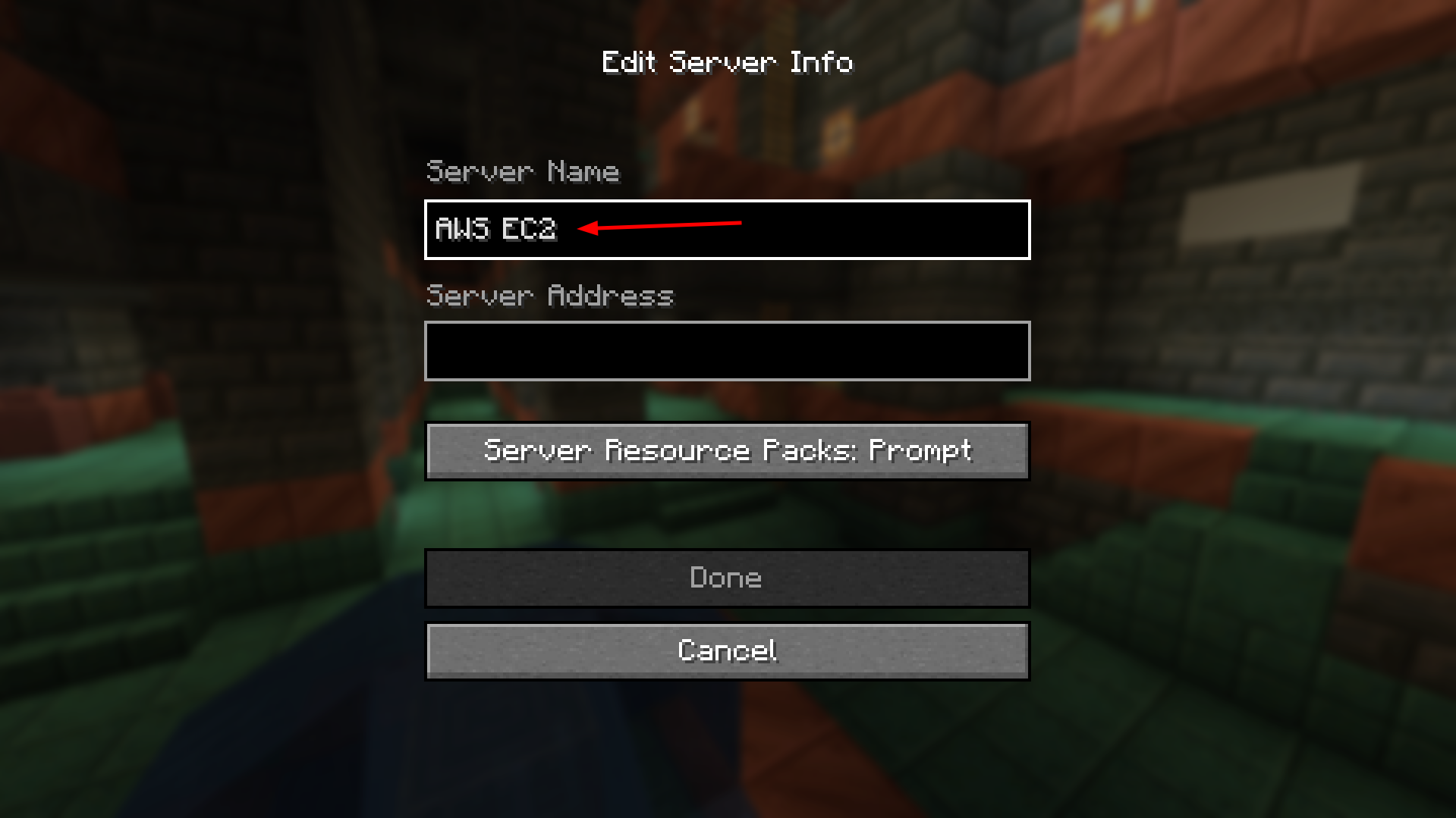 Adding server name in Minecraft