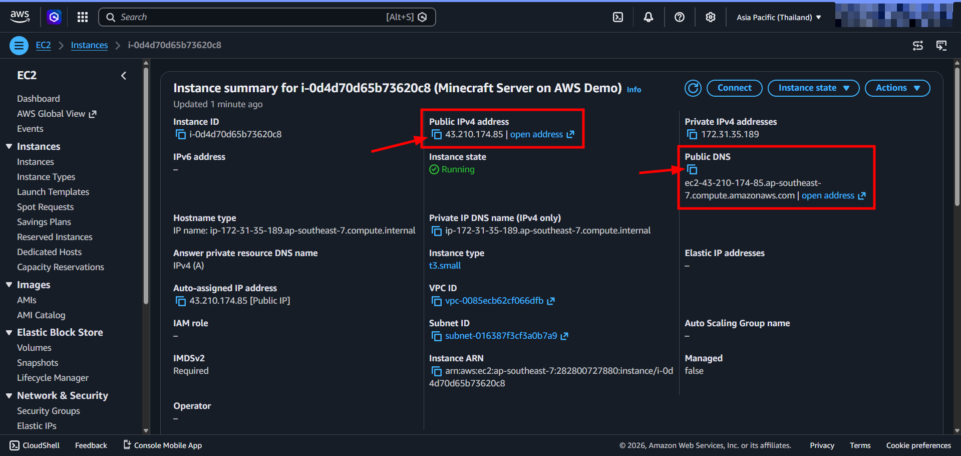 EC2 instance summary