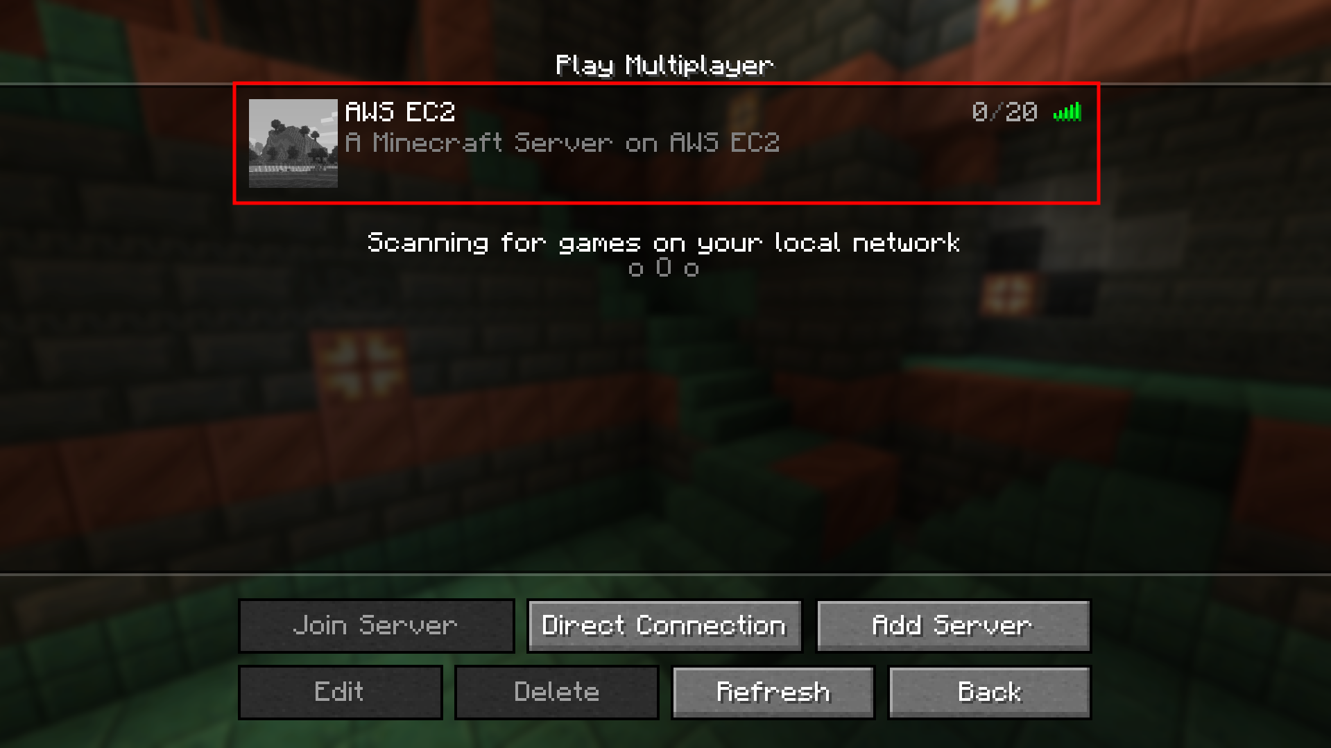 Minecraft server ready to join