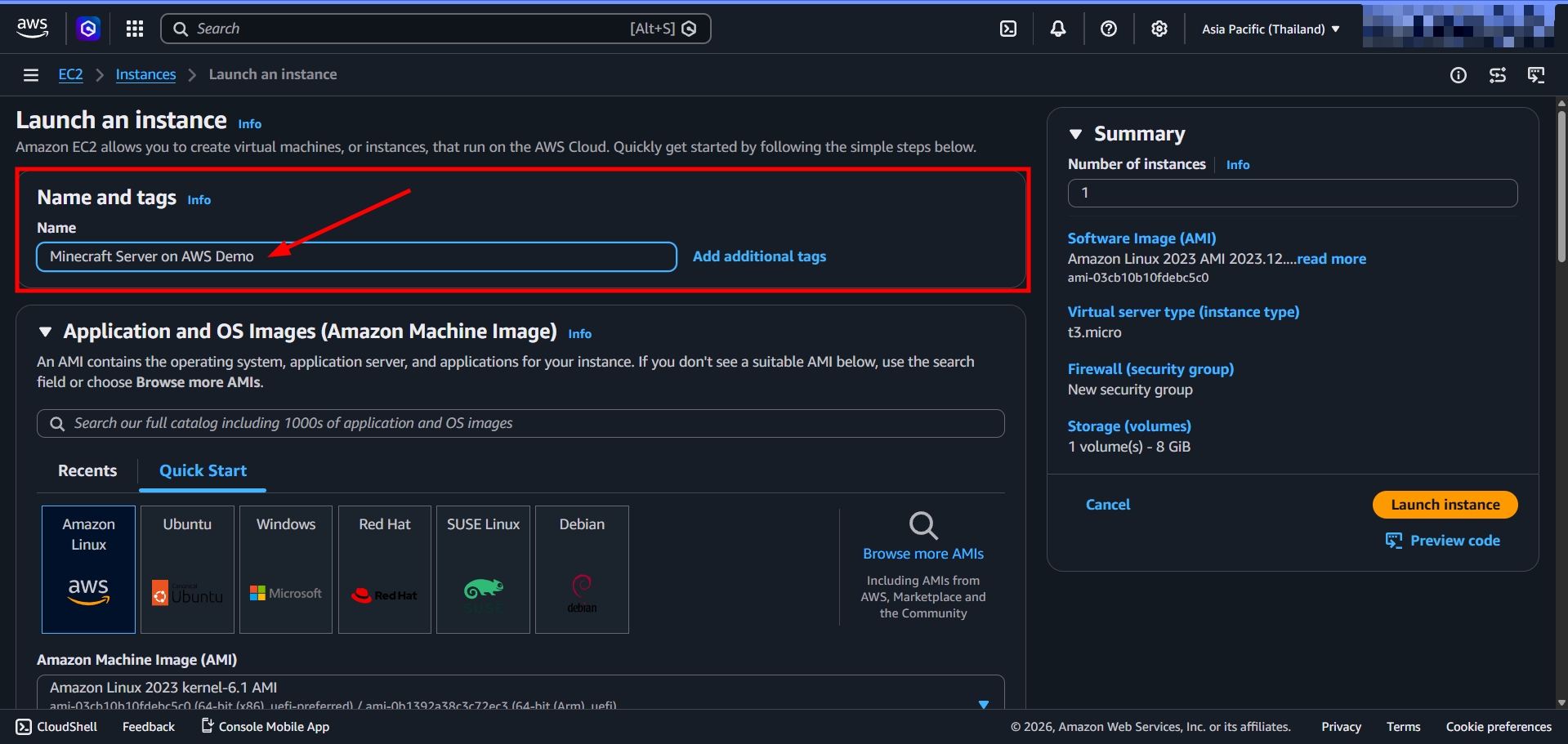 Naming the EC2 instance