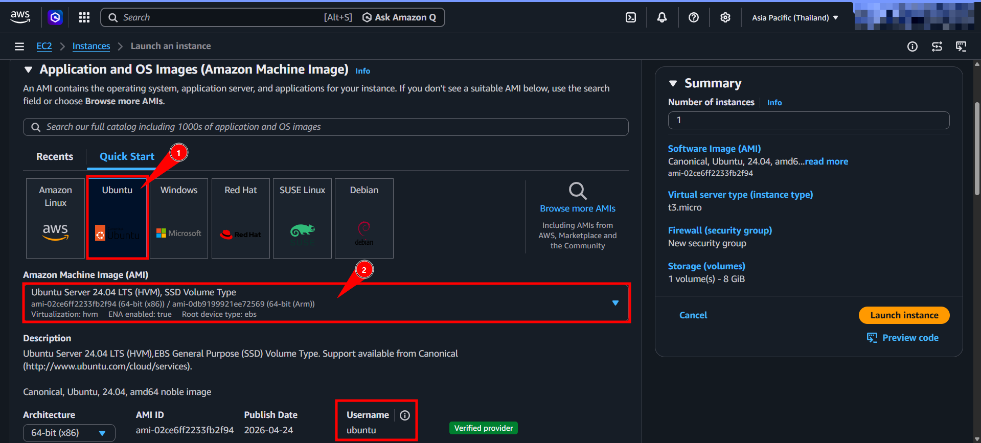 Selecting Ubuntu AMI