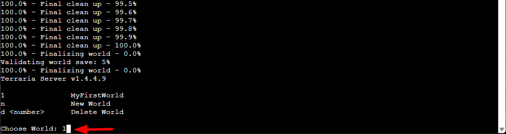 Selecting the created world