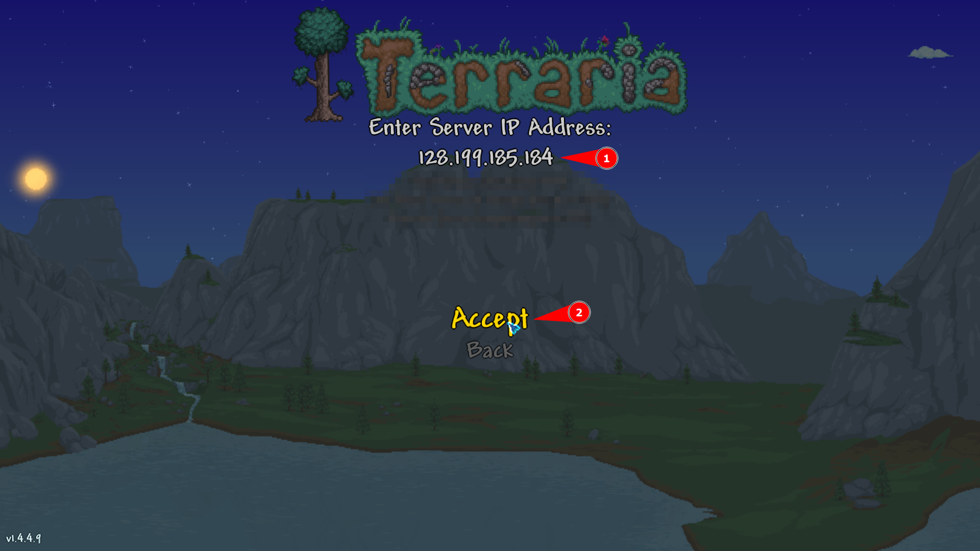 Entering server IP in Terraria