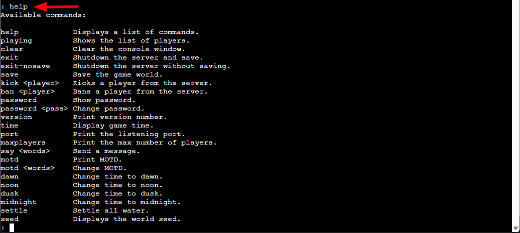 Terraria server commands