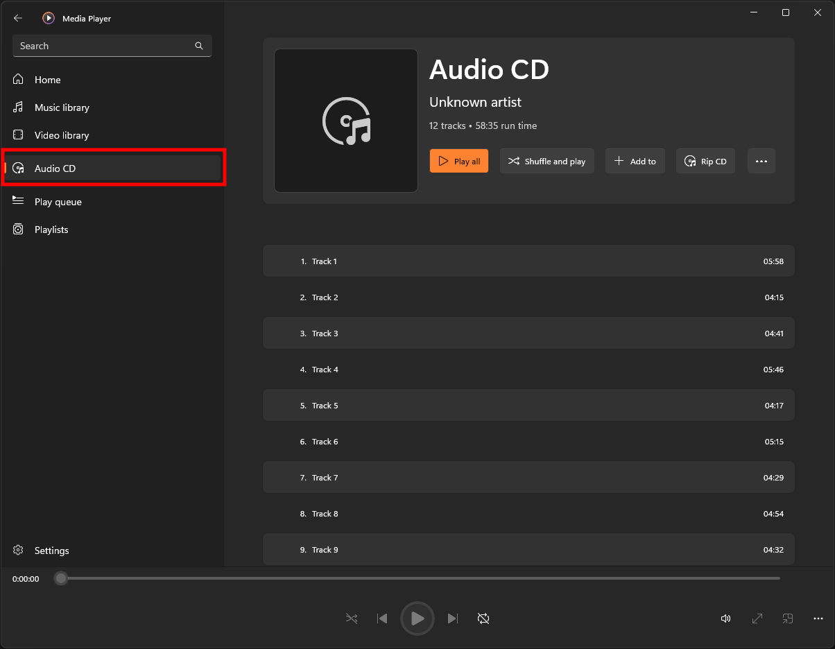 รายการเพลงในแผ่น CD
