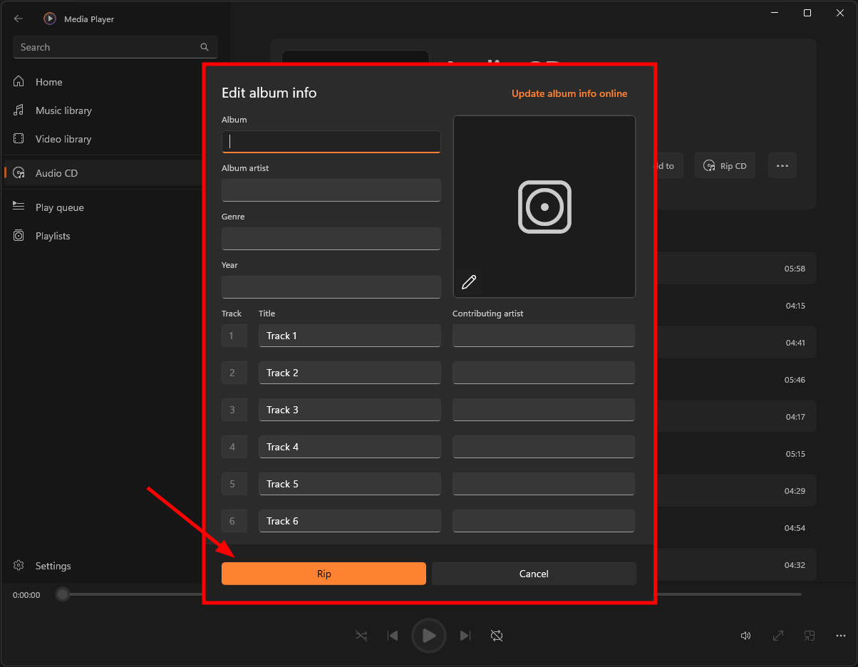 หน้าเมนู Edit info